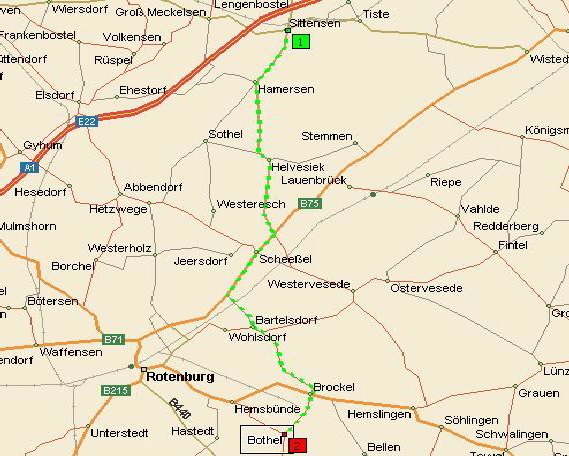 Streckenkarte Anfahrt aus Richtung Hamburg. Bitte beachten Sie die detaillierte Beschreibung unterhalb der Karte.
